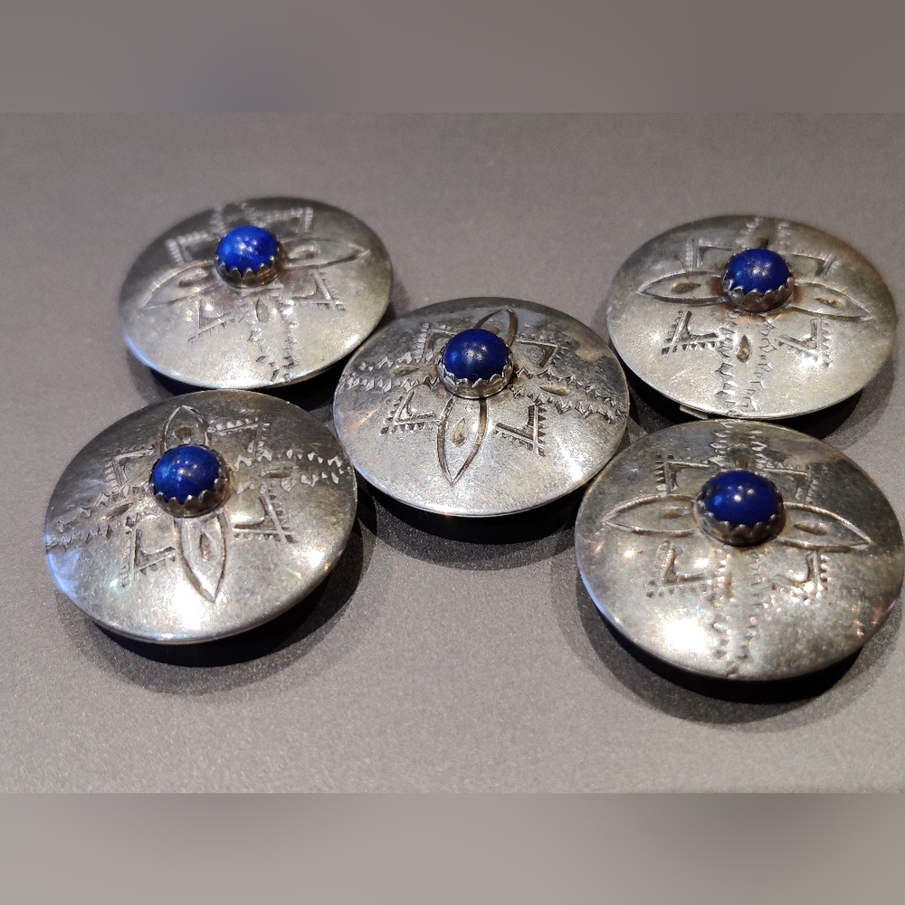 Vintage D/L Daniel Garcia Navajo Sterling Silver Button Covers - Picture 6 of 14